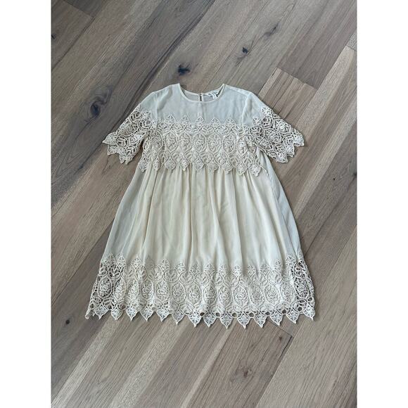 Miss Selfridge Womens Cream Lace Lined Lightweight Babydoll Dress Size 8 - Picture 4 of 12